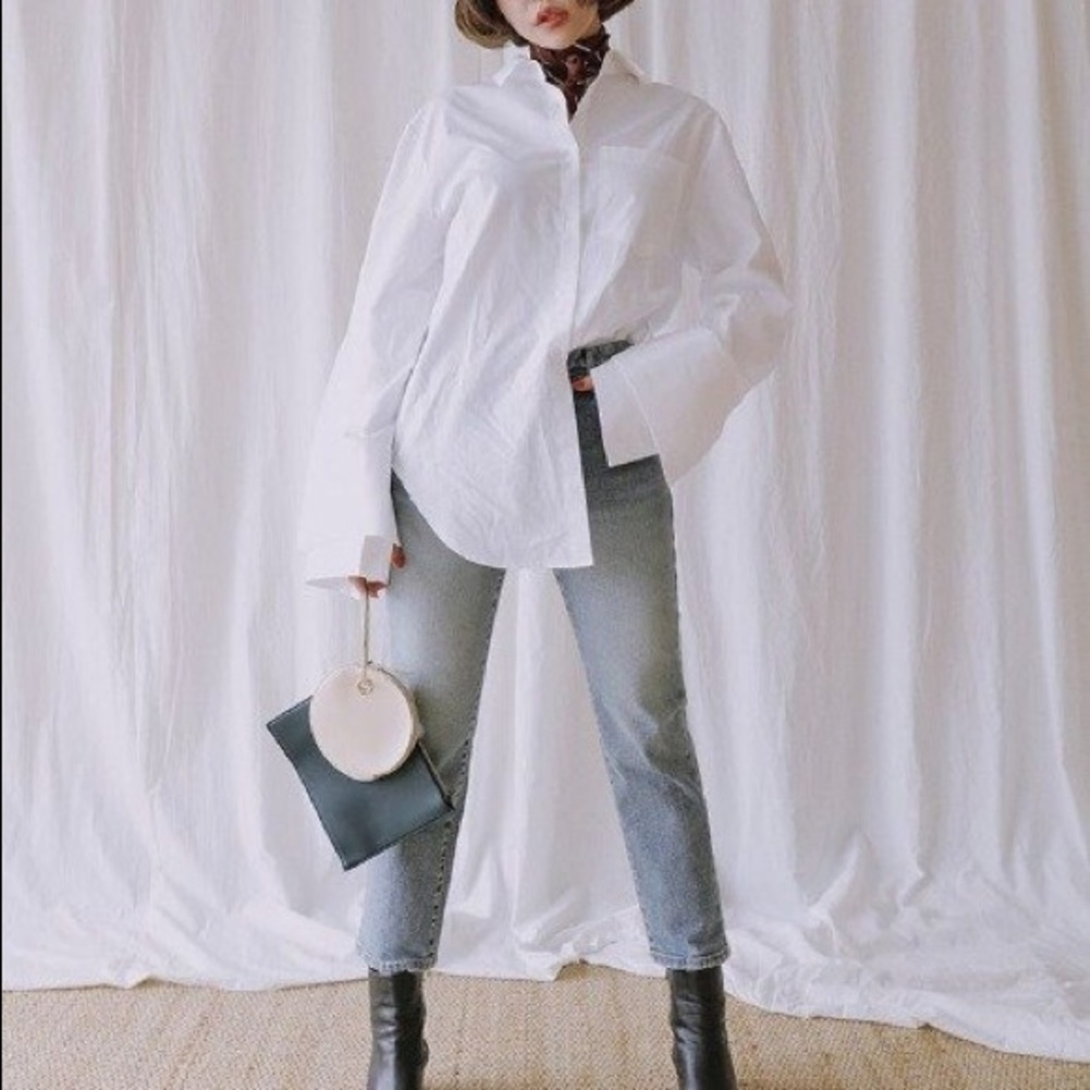 Stylenanda Tiered Cuff Oversized Button Down Shirt